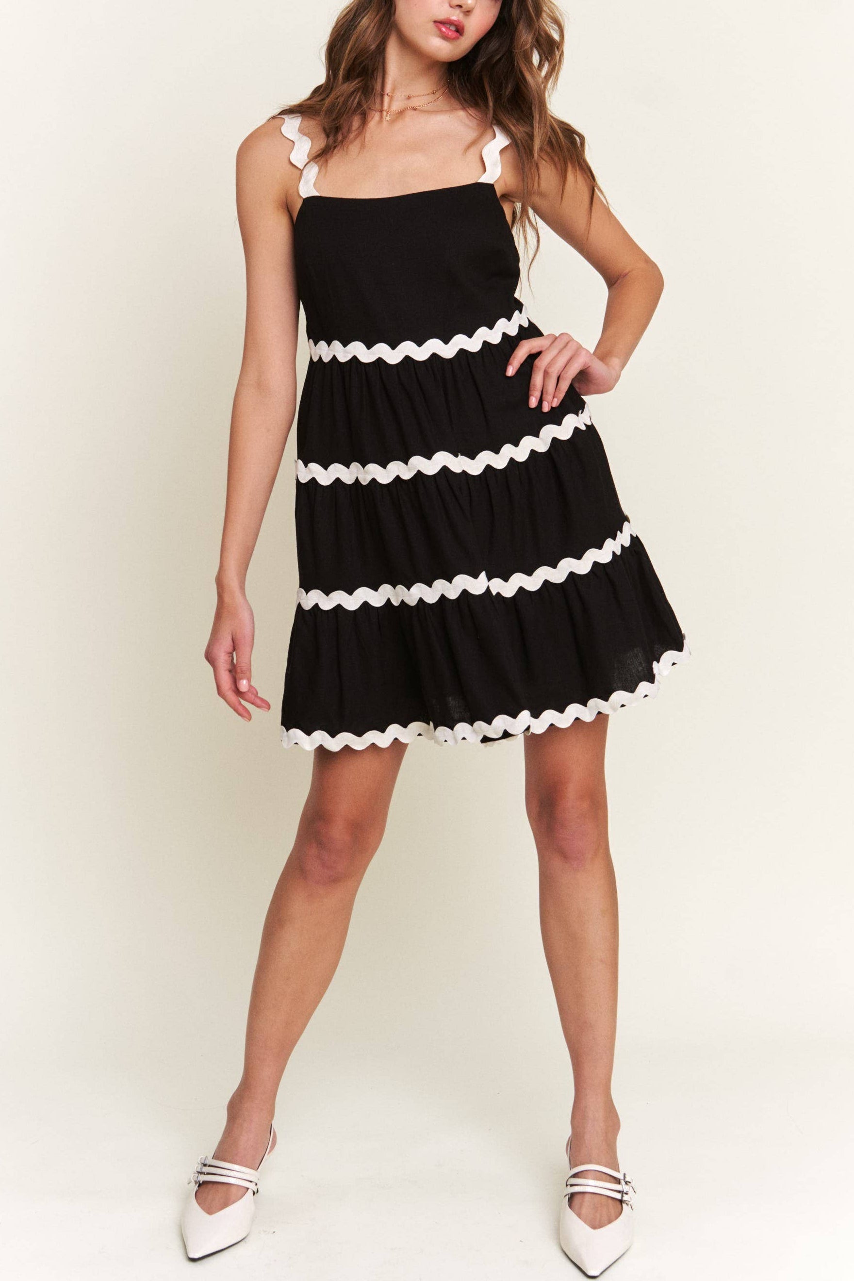 Black Contrast Mini Dress