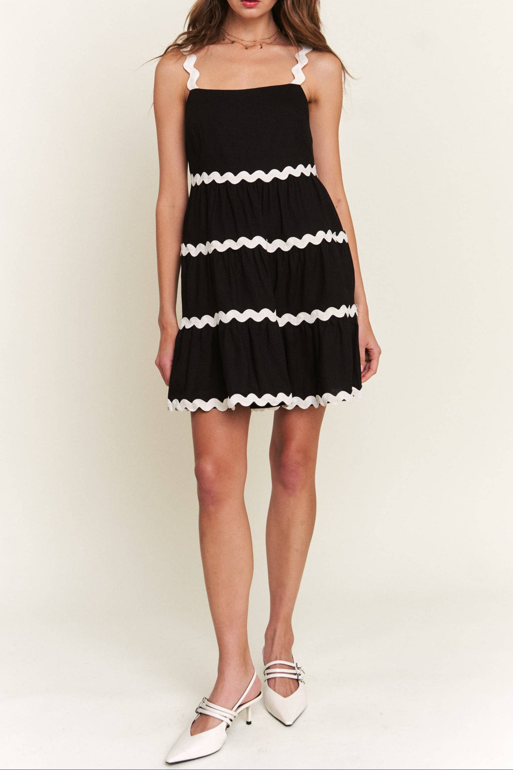 Black Contrast Mini Dress