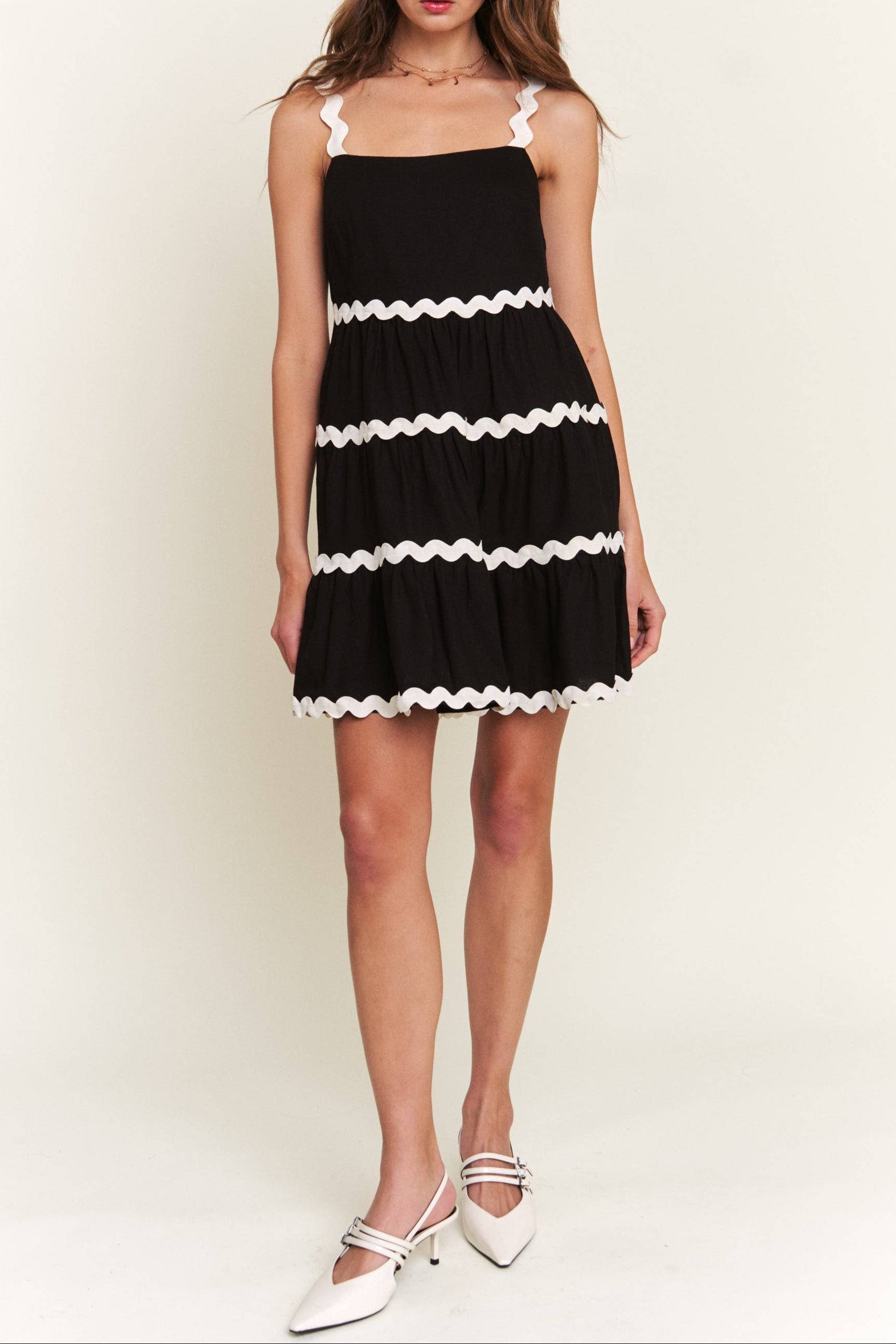 Black Contrast Mini Dress