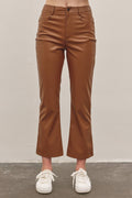 Stretchy Vegan Leather Flare Cropped Pants