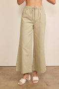 Wide Leg Denim Pants With Elastic Waist